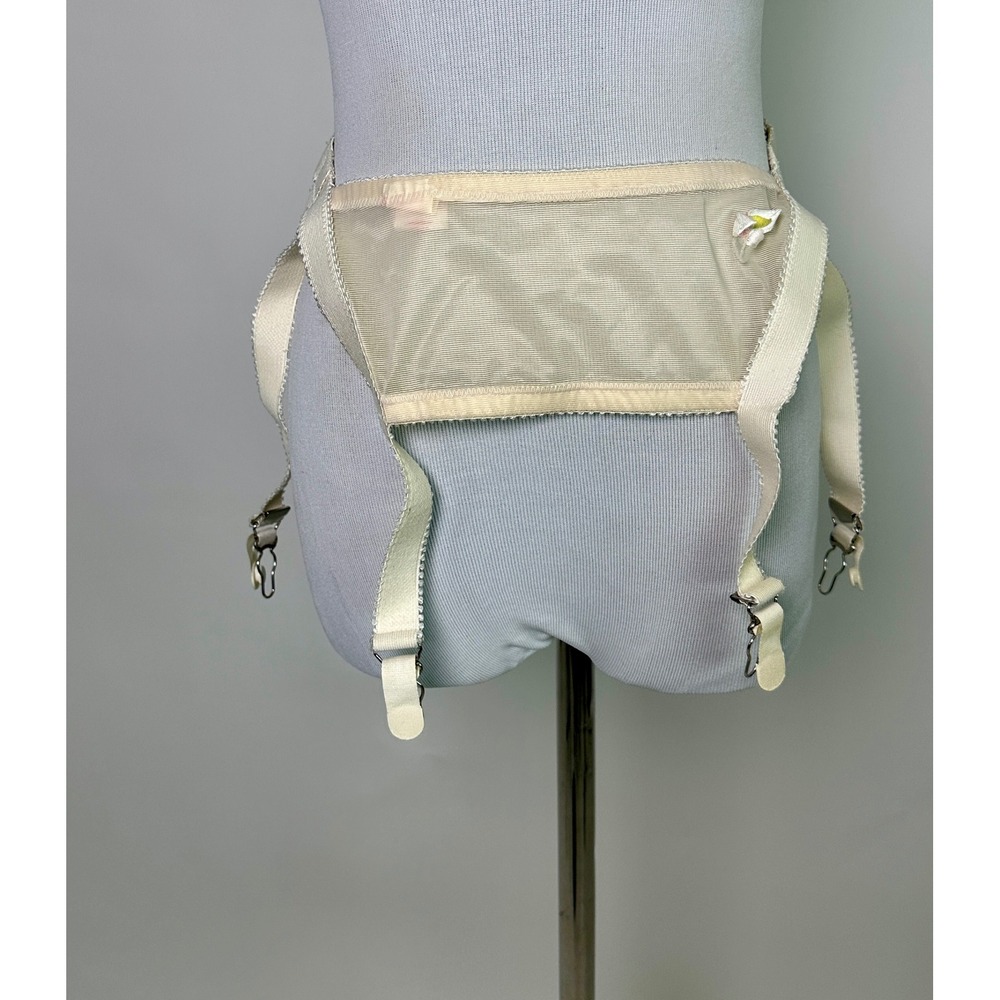 Vintage 1950s Charmode Sears Maternity Garter Belt White Mesh Rosette 12781N
